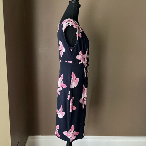 Connected Apparel Faux Wrap Floral Dress - Picture 2 of 4